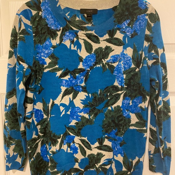 J. Crew Tippi Sequined Cropped Sleeve Sweater - Picture 2 of 3